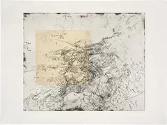 Howardena Pindell, Waterfall (Gihon River), Squared and Numbered, Swanton, VT, 1998, Etching with Chine collé, on Rives BFK paper, with full margins