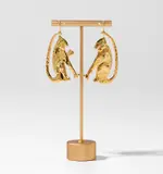 Joan Brown, Jaguar Earrings, 1986, 18k vermeil earrings with emeralds