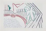 David Hockney, My Pool and Terrace, from Eight by Eight to Celebrate the Temporary Contemporary, 1983, Etching and aquatint in colors, on Somerset paper, with full margins