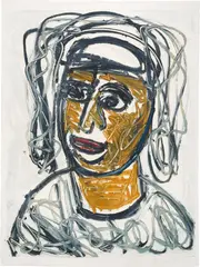 Woman's Head by Grace Hartigan, 1996, Monoprint in colors, on Rives BFK paper, with full margins, sold Feb 2025