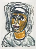 Grace Hartigan, Woman's Head, 1996, Monoprint in colors, on Rives BFK paper, with full margins