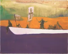 Untitled (Canoe) by Peter Doig, 2008, Aquatint in colors, on Somerset paper, the full sheet, sold Feb 2025