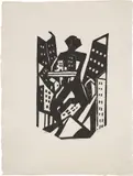 James Lesesne Wells, Looking Upward, 1928/1989, Linocut, on laid paper, with full margins