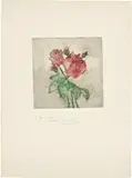 Jim Dine, Roses (see D'O. & F. 32), 1975, Unique drypoint with hand-coloring, on Arches paper, with full margins