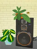 Jonas Wood, Speaker Still Life, 2019, Lithograph and screenprint in colors, on Coventry Rag paper, the full sheet