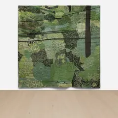 Jonas Wood, Green Pattern Rug, 2018, Monumental hand-knotted silk rug