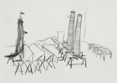 Mark Manders, Silent Factory, 2000, Unique graphite drawing, on wove paper