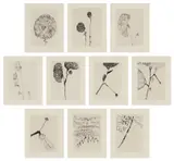Louise Bourgeois, Homely Girl, A Life (MoMA 926-935), 1992, The complete set of 10 drypoints, on Somerset paper, with full margins, with title page, colophon and epigraph, all loose (as issued), all contained in the original grey linen portfolio
