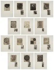 Terry Winters, Fourteen Etchings (S. 34-47), 1989, The complete set of 14 etchings with photogravure, 12 with aquatint, on Torinoko Gampi Chine collé to Amalfi paper, with full margins, accompanied by the original folder with text, title page and colophon, all loose (as issued), all contained in the original basswood portfolio box