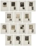 Terry Winters, Fourteen Etchings (S. 34-47), 1989, The complete set of 14 etchings with photogravure, 12 with aquatint, on Torinoko Gampi Chine collé to Amalfi paper, with full margins, accompanied by the original folder with text, title page and colophon, all loose (as issued), all contained in the original basswood portfolio box