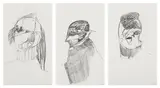 Nicola Tyson, Untitled, 2002, Unique graphite drawing triptych, on three sheets of wove paper