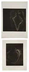 Susan Rothenberg, Mezzo Fist #1; and Mezzo Fist #2, 1990, Two mezzotints, on Gampi Chine collé to J. Whatman paper, with full margins