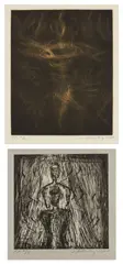 Susan Rothenberg, Yellow Spinner; and Alius (M. 34), 1987-88, One mezzotint in colors, on Richard de Bas paper, and one etching and aquatint, on Kitakata Chine collé to Moriki paper, with full margins