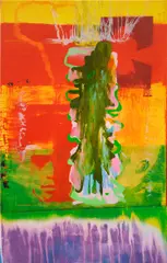 Pouring Over 2 Morrison Boys & 2 Maps I by Frank Bowling, 2019, Polymergravure with blockprinting in colors, on Somerset paper, the full sheet, sold Feb 2025