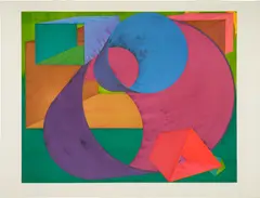 Al Held, Indigo, 1990, Aquatint in colors, on Somerset paper, with full margins
