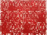 Rashid Johnson, Untitled Anxious Red, 2021, Screenprint in colors, with hand-applied pigment, on wove paper, the full sheet