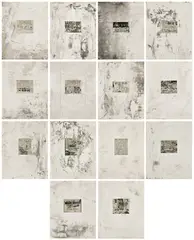 Mark Bradford, Untitled, 2012, The complete set of 14 etchings and photogravure, with Chine collé to wove paper, the full sheets