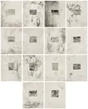 Mark Bradford, Untitled, 2012, The complete set of 14 etchings and photogravure, with Chine collé to wove paper, the full sheets