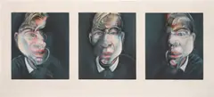 Trois études pour un autoportrait (after, Three Studies for a Self-portrait 1979) (S. 15, T. 11) by Francis Bacon, 1981, Three lithographs in colors, on one sheet of Arches paper, with full margins, sold Apr 2025