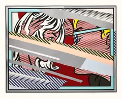 Roy Lichtenstein, Reflections on Conversation, from Reflections Series (C. 240), 1990, Lithograph, screenprint, woodcut and relief in colors with metalized PVC collage and embossing, on Somerset paper, with full margins