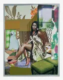 Mickalene Thomas, I've Been Good to Me, 2015, Mixed media collage with screenprint, monoprint, silica flocking, wood veneer and digital printing in colors, on Museum Board, with full margins