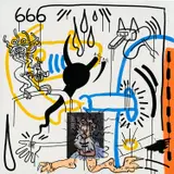 Keith Haring, Apocalypse 8, from Apocalypse Suite (L. p. 106), 1988, Screenprint in colors, on Museum Board, with accompanying verse by William Burroughs screenprinted on acetate, the full sheets