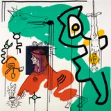 Keith Haring, Apocalypse 9, from Apocalypse Suite (L. p. 109), 1988, Screenprint in colors, on Museum Board, the full sheet