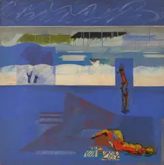 Theodore Mendez, Holiday in France, Atlantic Coast, acrylic and mixed media on canvas
