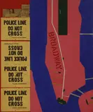 Theodore Mendez, Police Line, Do Not Cross, collage and acrylic on canvas