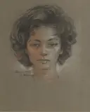Stephen Ward, Portrait of a young woman, chalk and pastel on grey paper