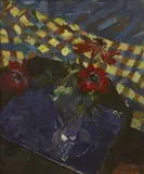 Mary Jackson, Anemones in the Conservatory, oil on canvas board