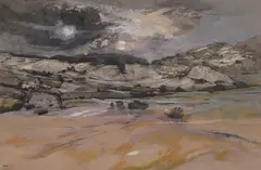 Ronald Lowe, Rocky Landscape, watercolour and gouache