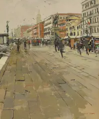 Ken Howard, Misty morning, Venice, 2015, oil on canvas