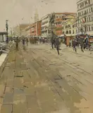 Ken Howard, Misty morning, Venice, 2015, oil on canvas