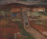Reg Gammon, Blue Cottage, oil on board
