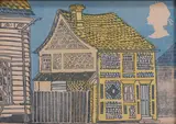 Sheila Robinson, Proof for an unused stamp design for the British Rural Architecture stamp series, 1970, linocut