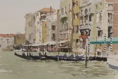 John Yardley, Canal Facades', Venice, watercolour over pencil