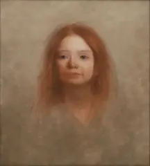 Evan Thomas, Portrait of a young girl, oil on canvas
