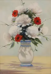 Andre Gisson, A vase of flowers, oil on canvas