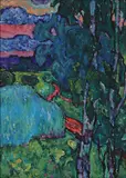 Nina Lugovskaya, A lake by the forest, circa 1960s, oil on board