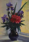 Gervasia Vartanyan, Still life with flowers, oil on board