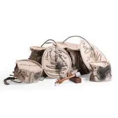 Claes Oldenburg, Miniature Soft Drum Set, 1969, three-dimensional screenprint on canvas with rope and wood