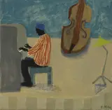 Emma McClure, The Piano Player, oil on canvas