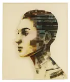 Nick Gentry, Profile Number 14, 2016, film negatives and mixed media on acrylic mounted on board
