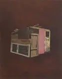 Julian Perry, Olympic Pink Door Shed, oil on board