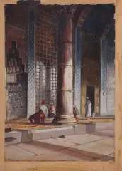Wladimir Petroff, Interior of a mosque, Istanbul, oil on paper laid on card
