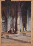 Wladimir Petroff, Interior of a mosque, Istanbul, oil on paper laid on card