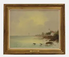 Louis Frank, Prong Lighthouse, Kolaba Point, Bombay, oil on canvas