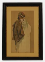 Emil Uhl, Orientalist portrait of a man, watercolour on paper