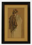 Emil Uhl, Orientalist portrait of a man, watercolour on paper